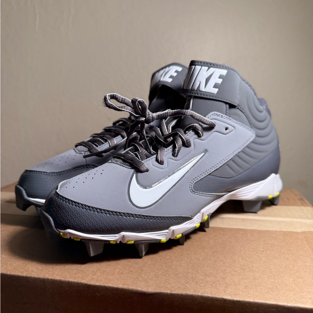 Nike Gray and White High-Top Cleats